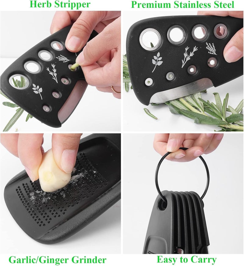 W. MM Kitchen Gadgets Set 6 Pieces, Space Saving Cooking Tools Kitchen Accessories-Garlic/Ginger Grinder, Cheese Grater, Vegetable/Fruit Peeler, Pizza Cutter, Herb Stripper, Bottle Opener, Gadgets Gift Set - Image 5
